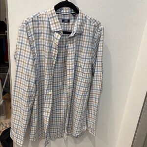 Izod Blue and Tan Plaid Shirt